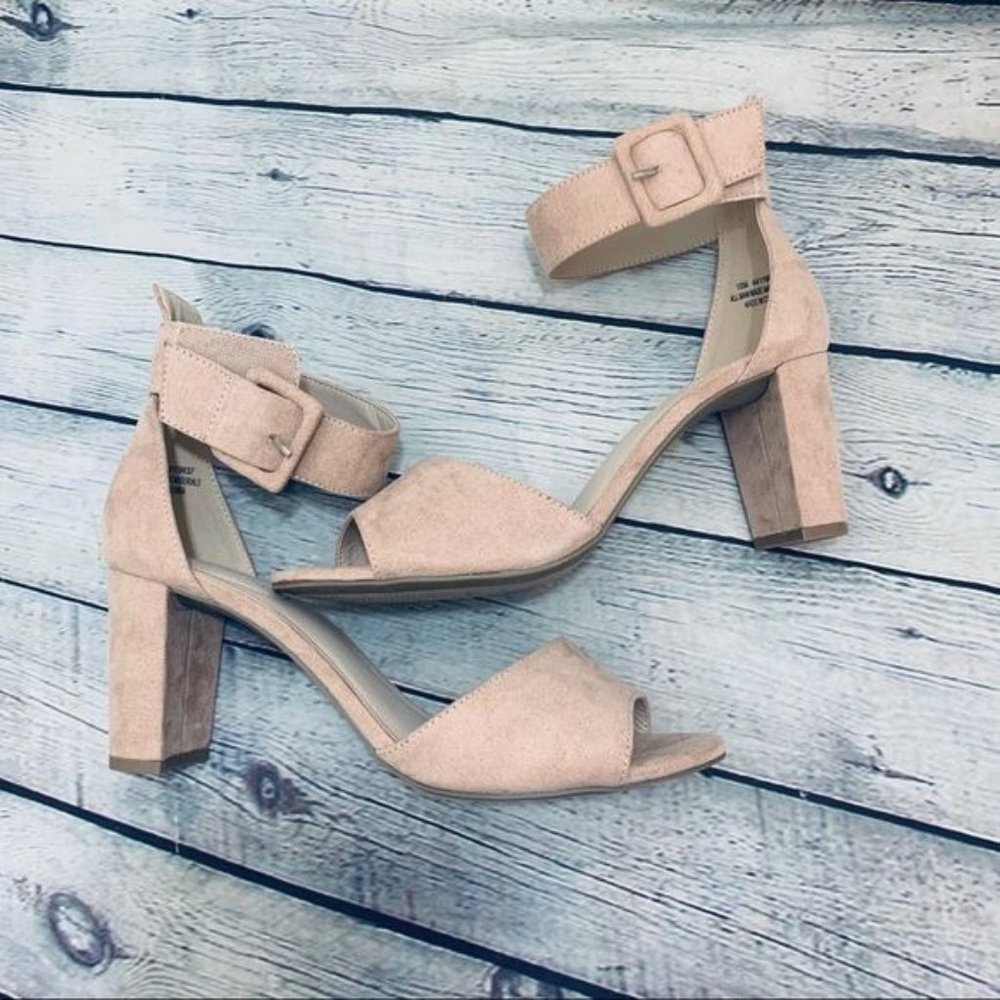 Cato | Pale Blush Ankle Strap Open Toe Heels